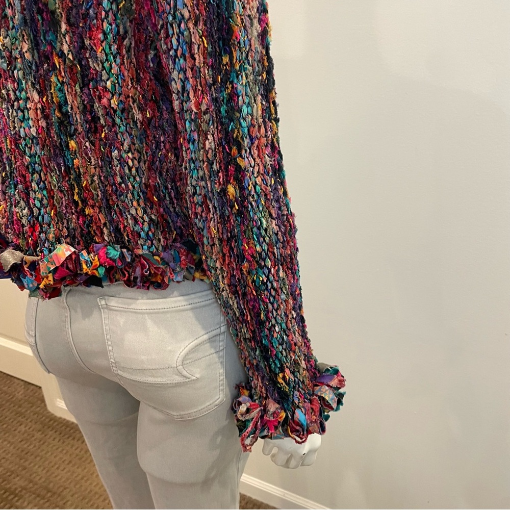ESTELLE Vintage 80s Rainbow Cardigan Sweater Art To Wear - Picture 3 of 12